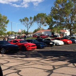 The Mustangs are taking over our weekly car meet in front of our business h