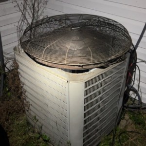 Fan motor died on the outdoor unit, redneck engineering degree keeping it cool since the window unit wasnt.