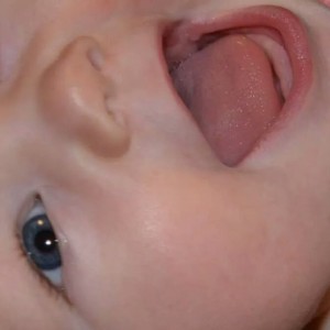 Can't really tell but the kiddoh's first two teeth are coming in.