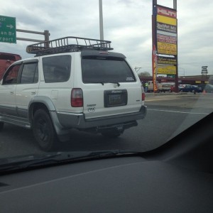 The sticker on the back said: "I got your jeep thing, now it burns whe