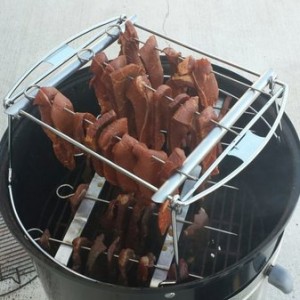 Beef jerky in the smoker