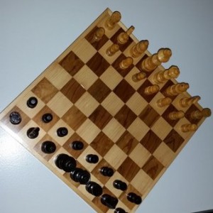 Unused chess board and super glue. Boom 3D artwork.