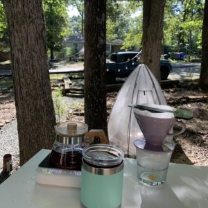 cool morning.  hot coffee.    promethium - kindergarden candy - blueberry cofermentation.   amazing.