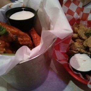 Wings and fried pickles