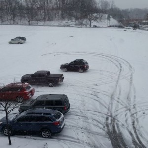 LOL at my half a donut tracks and snow DB parking. 