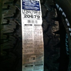 BFG ALL-TERRAINS KO's 265/75R16