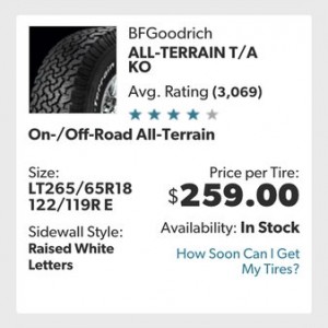 BFG ALL TERRAIN KO 265/65R18
