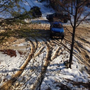 Snow wheeling in the pines