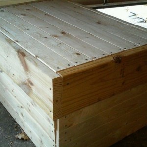 Took a break from bed makin to do a coffee table/toy box. Its not perfect b