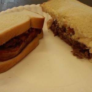 Leftover bacon wrap, stuffed meatloaf sammich