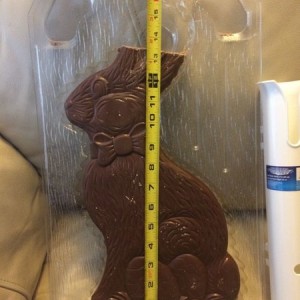 was a 14" tall fucking bunny. Also was 28oz in weight of milk chocolat