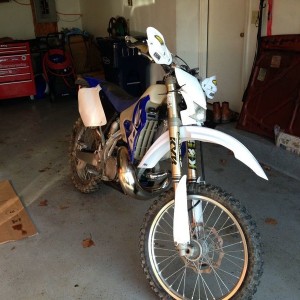 Prepped and ready to race on Sunday. That new pipe is way too shiny...