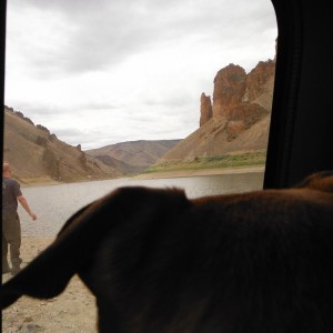 Staring at her dad, Owyhee River, Oregon