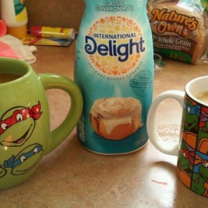 Little turtle powered coffee with the mrs. This afternoon also starting to like this creamer, not really sweet just like drinkin black coffee after ha