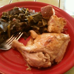 I have two words for u gents if ur having problems domesticating your wife, CROCK POT. Ok the corn bread and collards are left over, but ranch chicken
