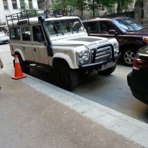 Old Land Rover in downtown Pittsburgh