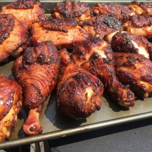 Smoked drums and thighs