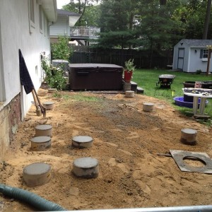 Concrete poured in the footings.