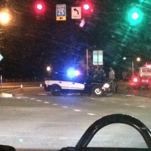 Cop fail. High centered on median