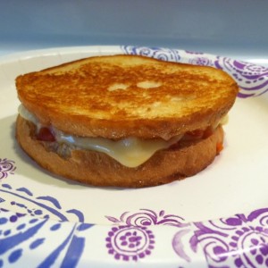 Fridge clean out Sammich. Grilled havarti and tomato.