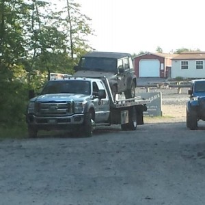 Jeep getting towed at Rausch Creek