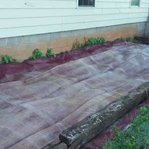 Raised garden bed cross ties and horse manure