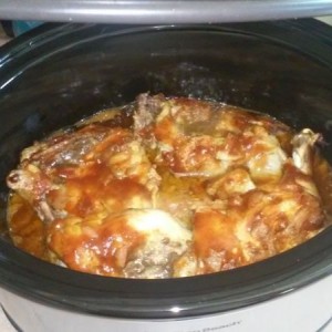 Crock pot bbq chicken leg quarters. I can already taste the left over sandwhiches