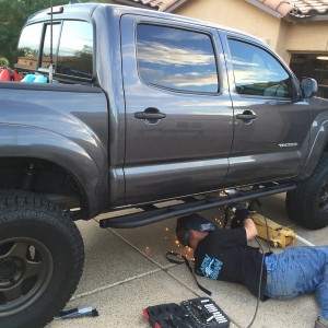 andrew welding on the slider!