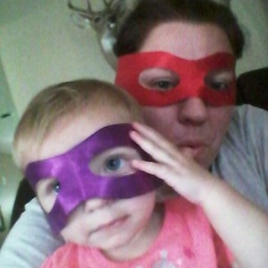 My daught is a chip off the old block. My wife just sent me this and said my 17 month old brought these mask over to her to put on. #cowabunga