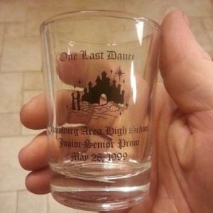 Going through boxes. Oh memories. This is the very glass that I used to give myself alcohol poisoning many years ago. (Not even intentionally, just du