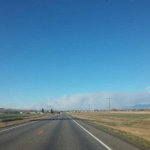 Grass fire started this afternoon. 40mph winds and it's over 3000 acres! Home is somewhere under the smoke :(