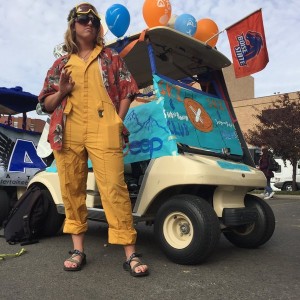 Ski club homecoming parade golf cart!