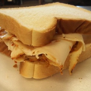 Clean out the fridge at work day sammy. Some kind of turkey i think ha