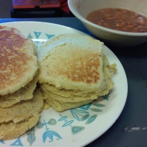 Beans and hoe cakes for lunch