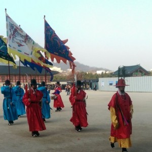 Royal Guard-Changing ceremony at Gyeongbokgung Palace here in Korea. Pretty cool