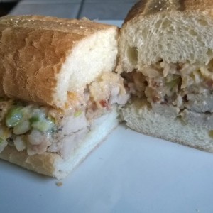 Today in WTF kitchen. Leftover pork chop and tater tot casserole sandwich.