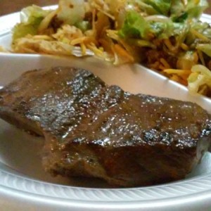 Deer backstrap steak and taco salad