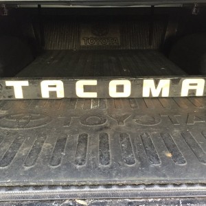 Took the wife food shopping today, needed a bed divider TACOMA letters sitting on workbench= custom