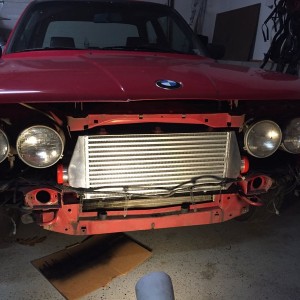 Intercooler is in, trilling the valance now to clear. Clearances are tight!