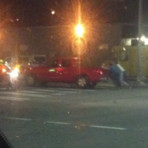 Lolololololol - a Nissan Frontier getting pushed thru the intersection.