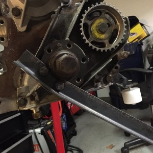 Home made crank holding tool only took 220 ft lb of the 300 ft lb spec. Time to bust out the welder and beef it up!
