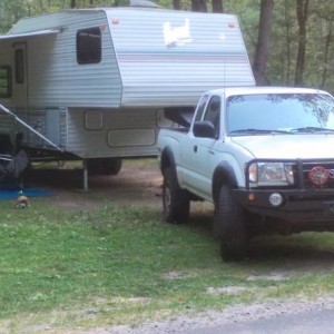 Tacoma pulling 5th wheel camper joke pic.