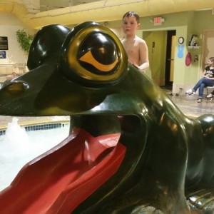 Jacob on frog water slide N Conway, NH