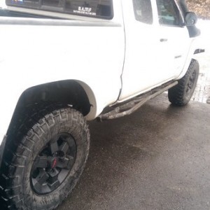 Found some TRD team team wheels for a steal. 285/75/16. Might wheel spacer it out since there's less back spacing than the 17" Revolvers