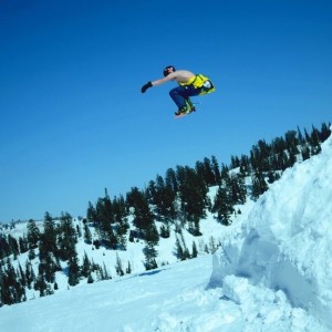 Jumping at powder topless!