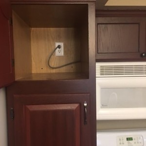 New outlet in a cabinet.