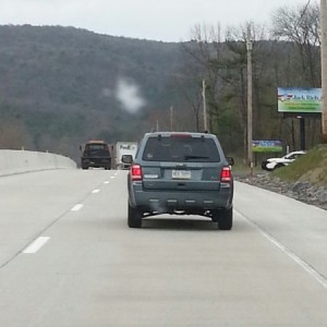Snapping a pic of a vanity plate and.....that was close.