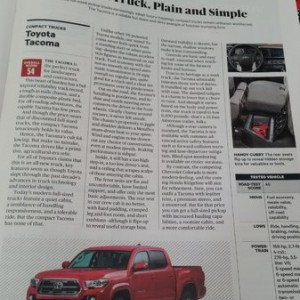 Not a great write up in Consumer Reports for the Tacoma.