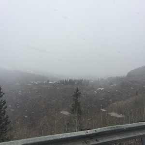 On the road to Leadville co! And it's snowing!