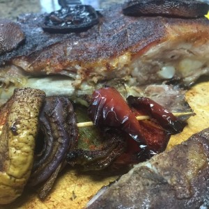 Smoked ribs and veggies